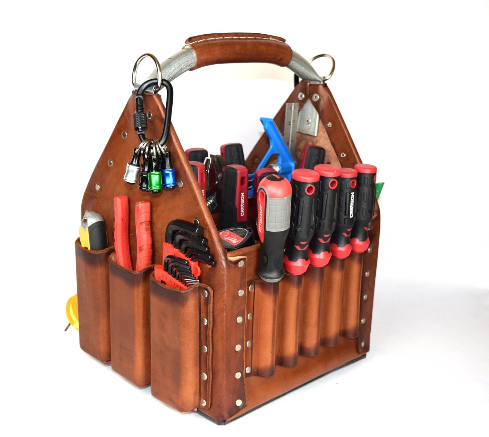 Electrician Leather Tool Bag Tuff-Tote Journeyman’s Stronghold tote 10X10 3P-1S