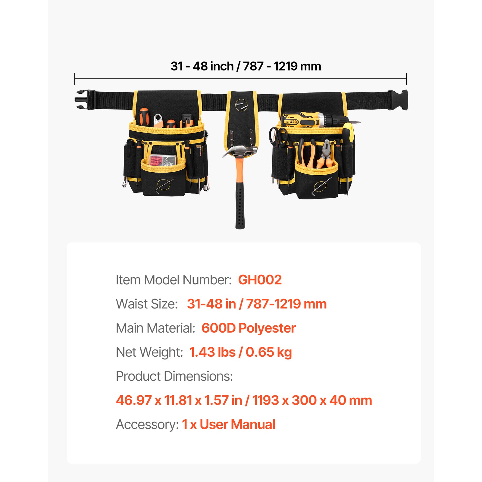 Magnetic Tool Pouch – 26-Pocket Adjustable Belt Bag for Electricians & Builders