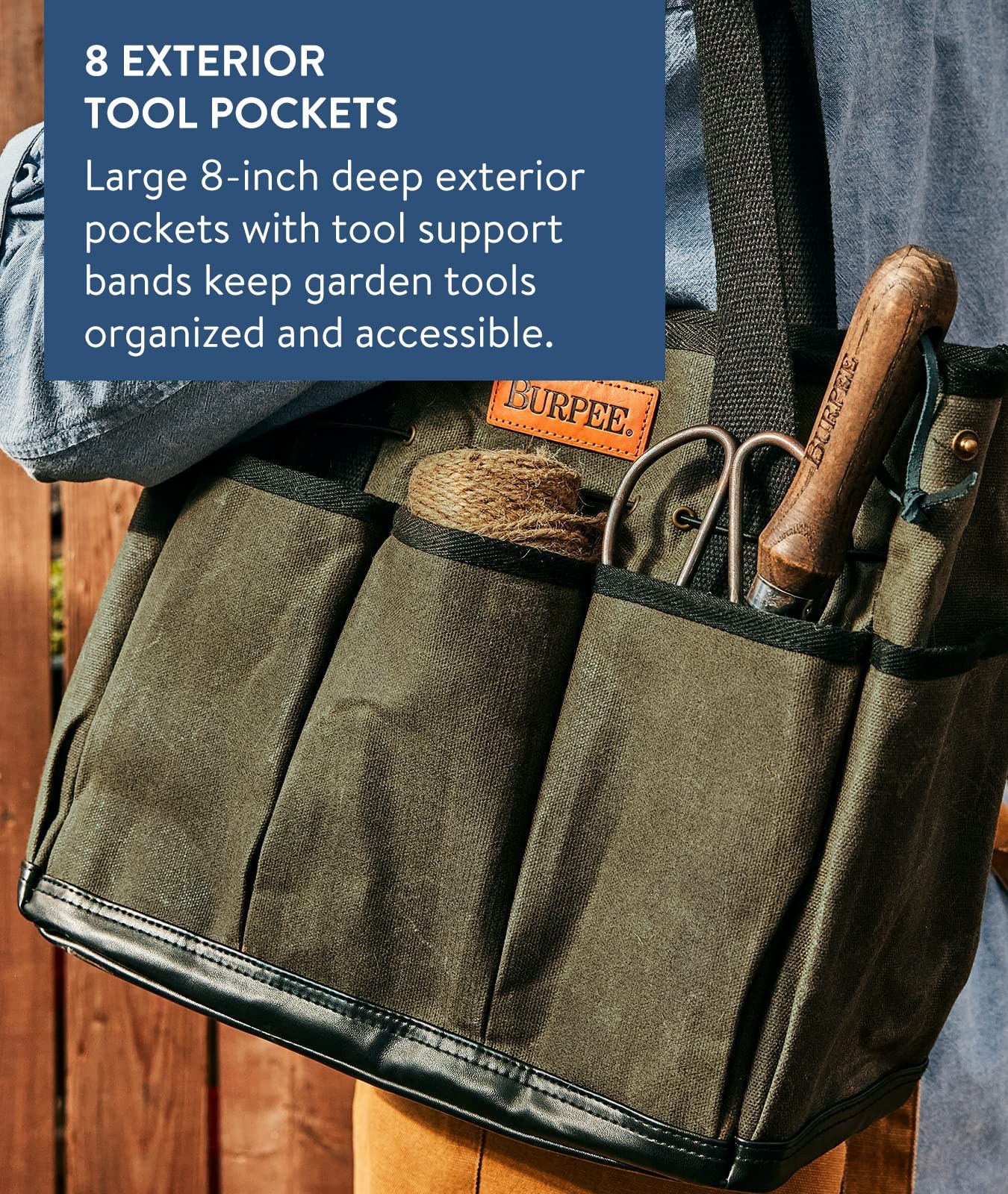 Burpee Waxed Canvas Garden Tool Tote 8 Exterior Pockets 12″ H x 14.5″ W