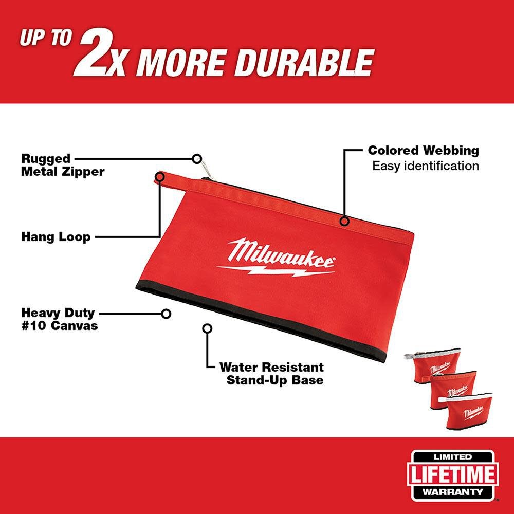 Milwaukee 3 Pk Zipper Pouches