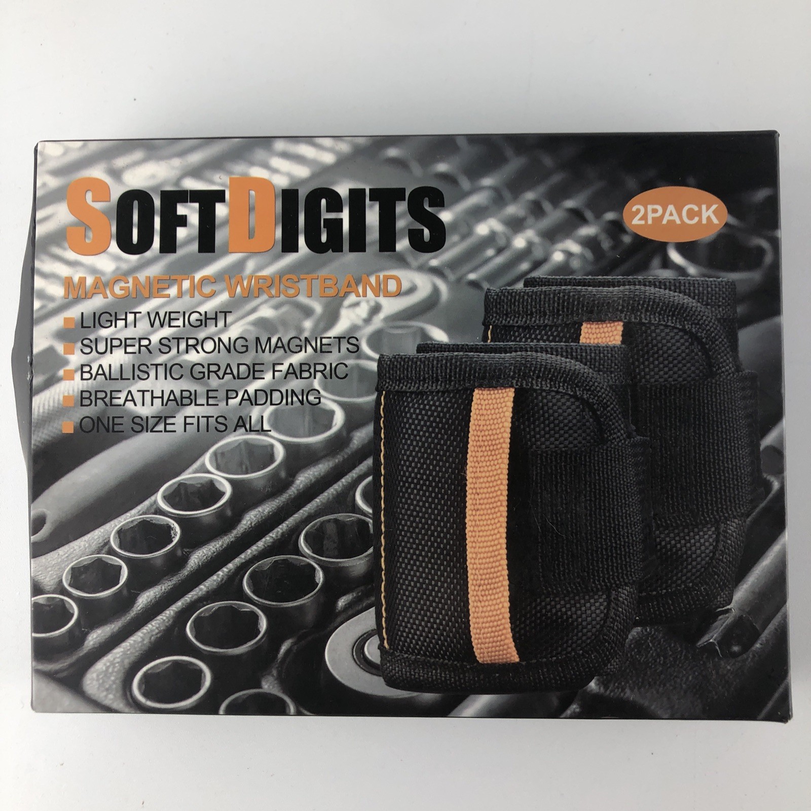 2 Pack Magnetic Wristbands Soft Digits one size fits all light weight strong