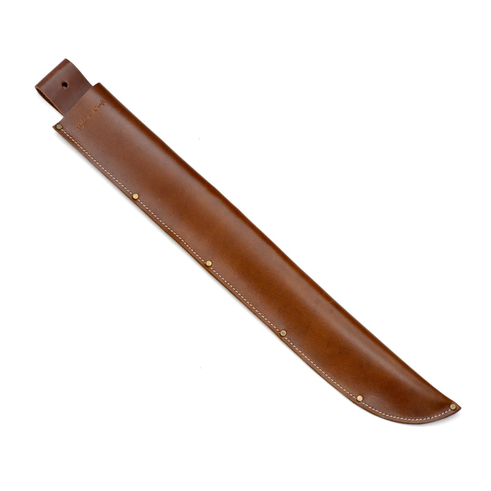 Style n Craft 98028 – 22 Inch Machete Sheath in Heavy Dark Tan Top Grain Leather