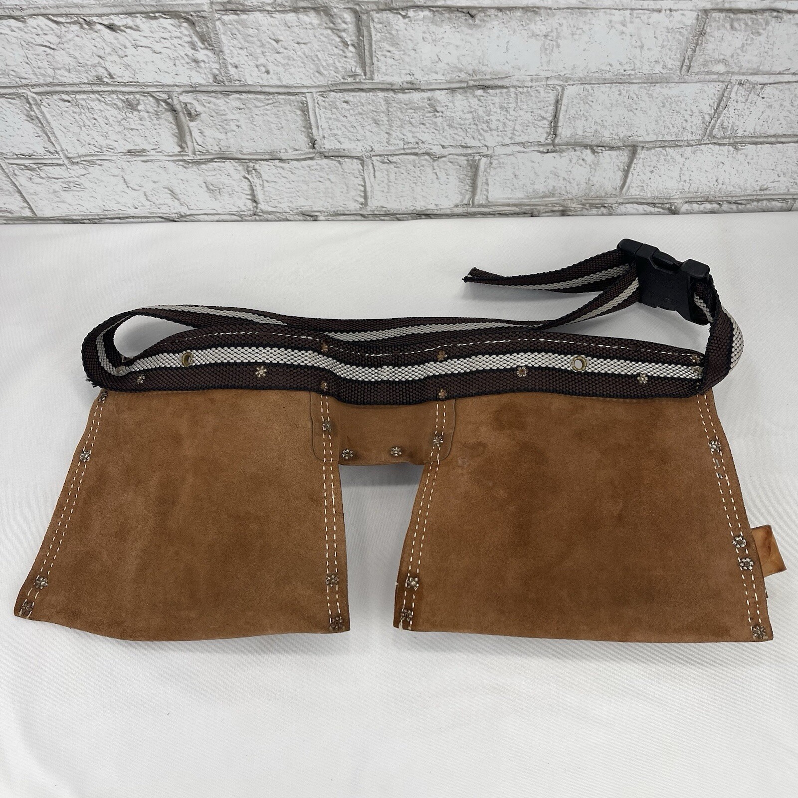Vintage Nicholas Top Grain Leather Split Cowhide Adjustable Tool Belt #493X