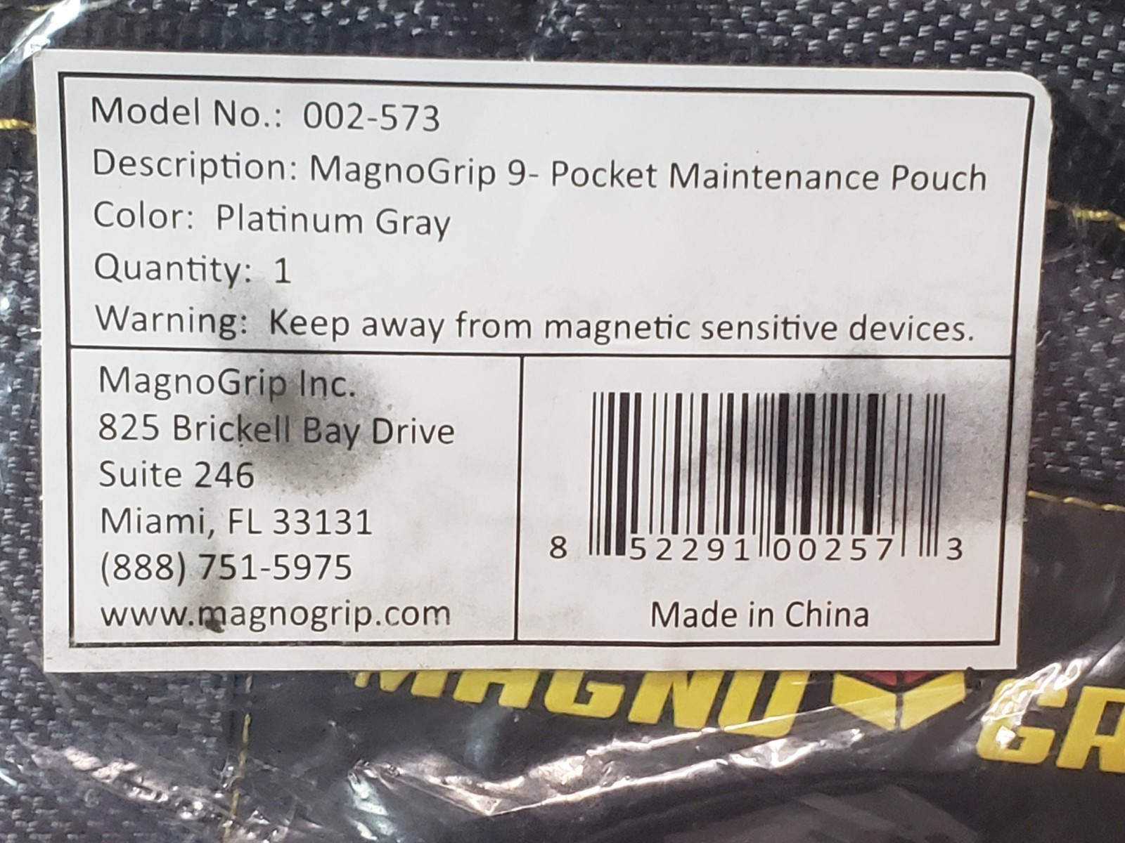 MagnoGrip 002-573 9-Pocket Magnetic Maintenance Pouch, Platinum Gray