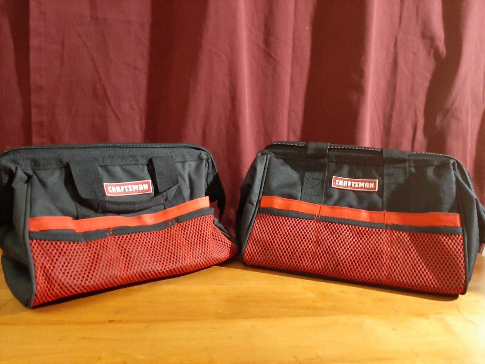 Lot of 2 Craftsman 13″ Tool Canvas Carry Tote Bag with Zipper Red and Black NWOT