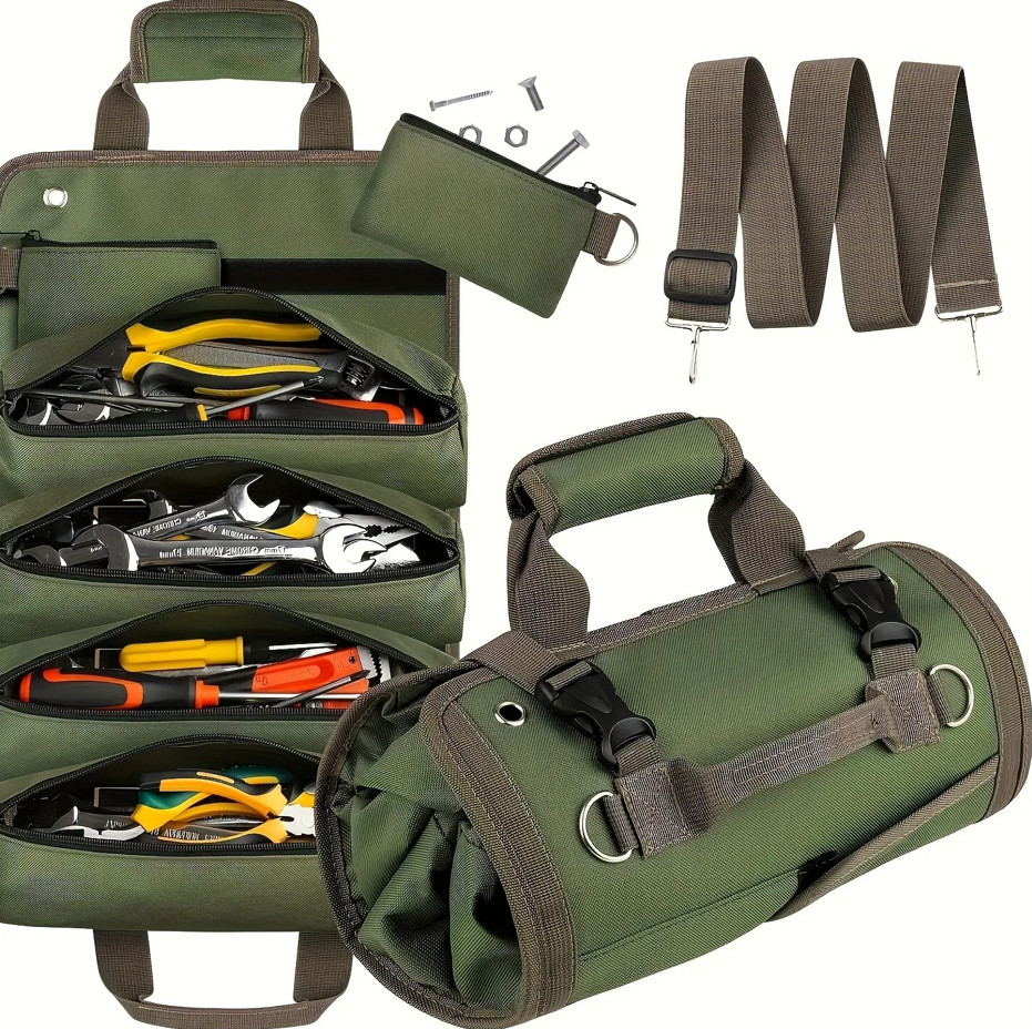 Heavy Duty Roll Up Tool Bag Oxford Fabric Multi Tool Organizer for Mechanics