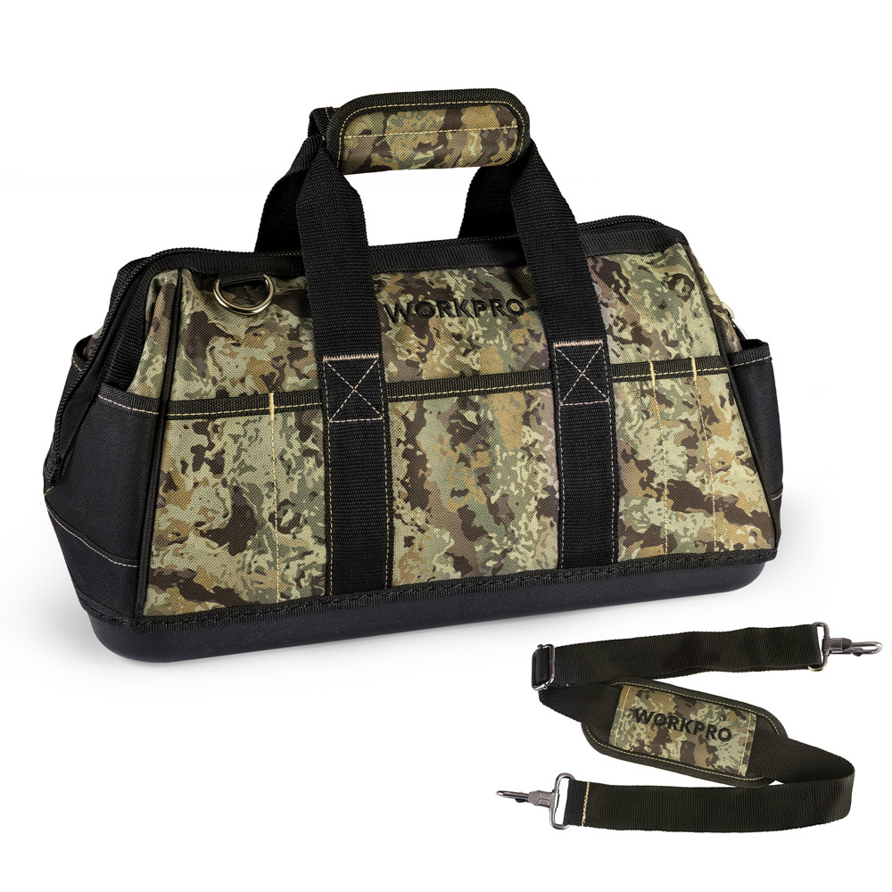 16″ Wide Mouth Zipper Tool Bag w/Adjustable Shoulder Strap Sturdy Bottom