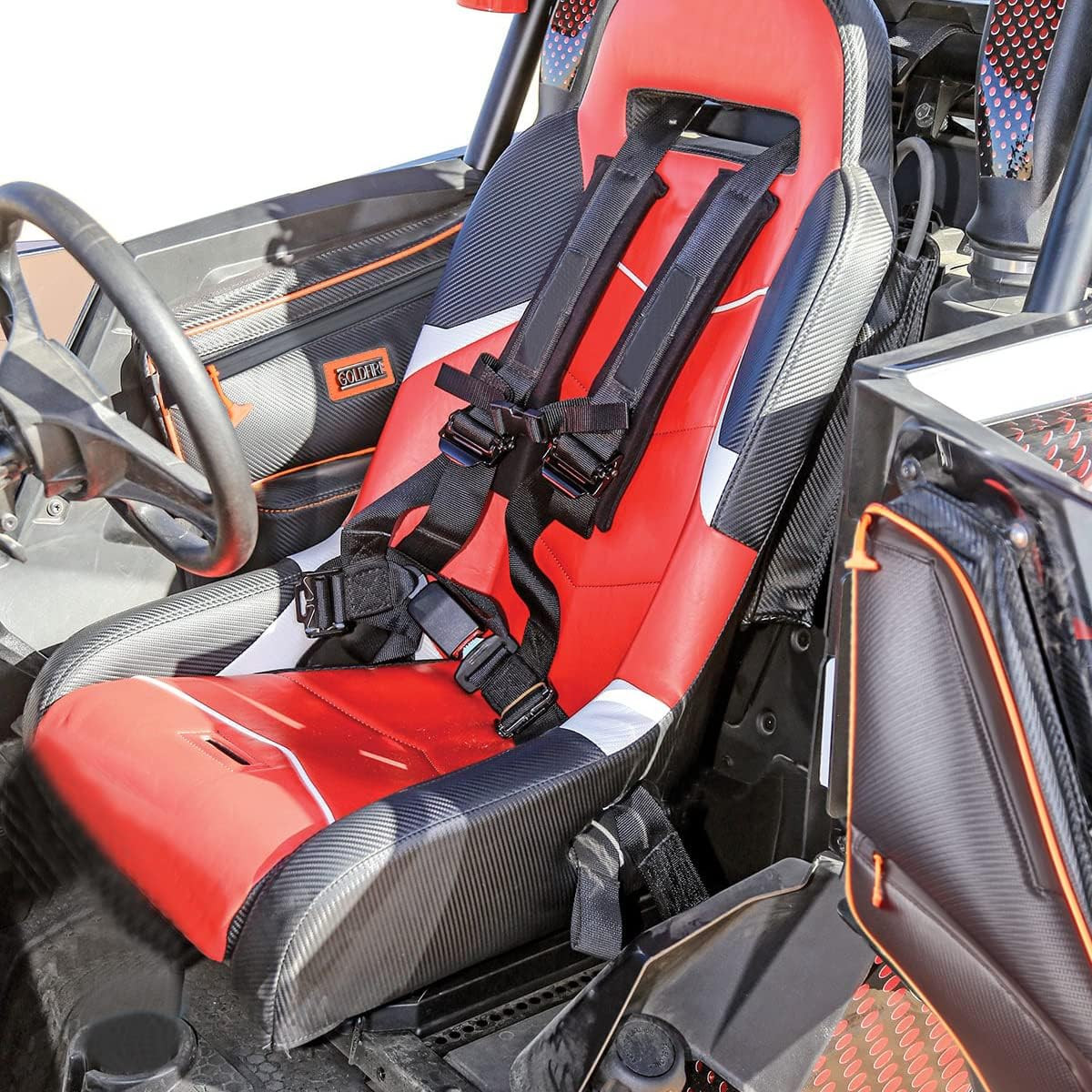 Orange Piping RZR RS1 Side Door Bags, Offroad UTV Seats Door Bag and Arm Rest Se