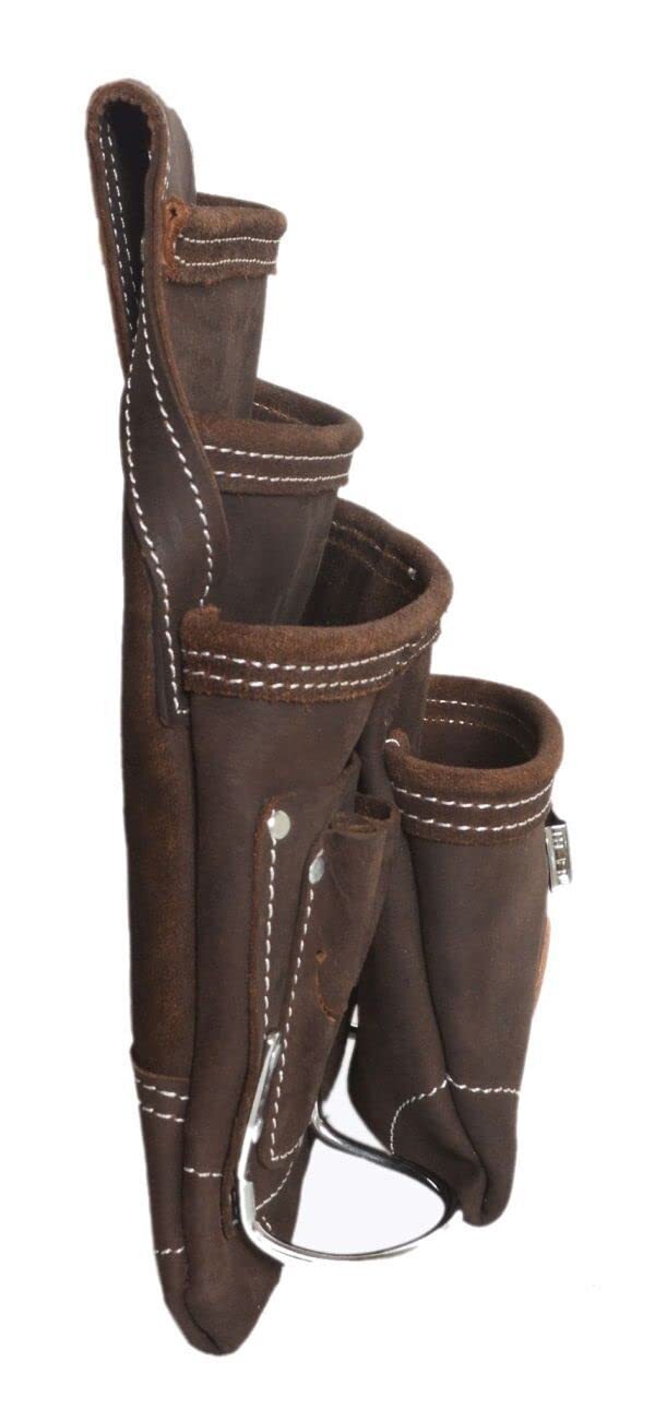 20148 10 Pocket Top Grain Leather Tool Bag Oil Tan