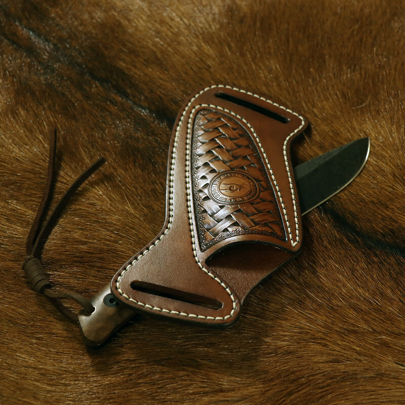TOURBON Slanted Pancake Knife Sheath Fixed Blade Belt Holster Hunting Camping