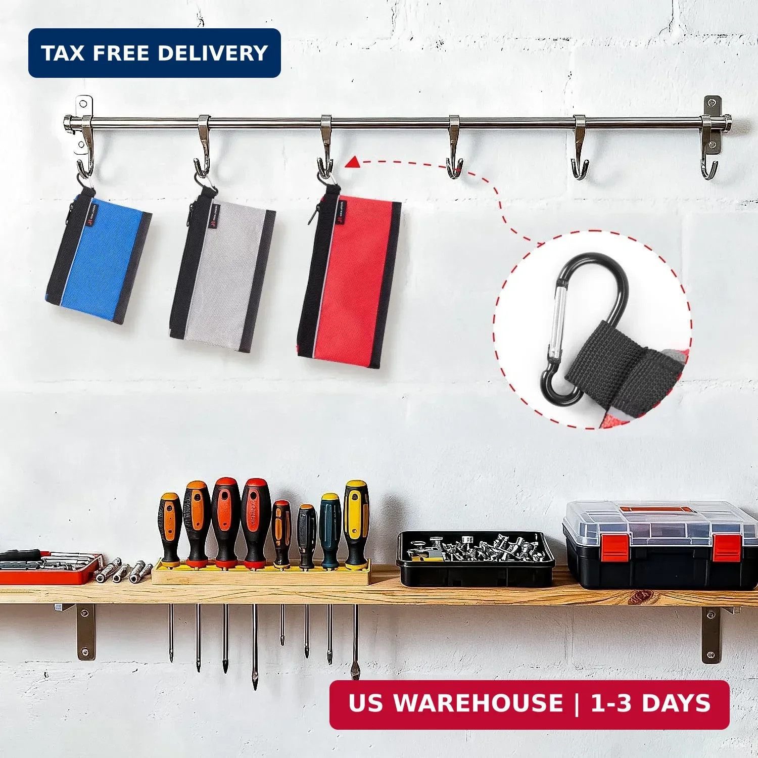 Small Tool Pouches 4 Pack Waterproof Heavy Duty Zipper Storage Organizer Bag