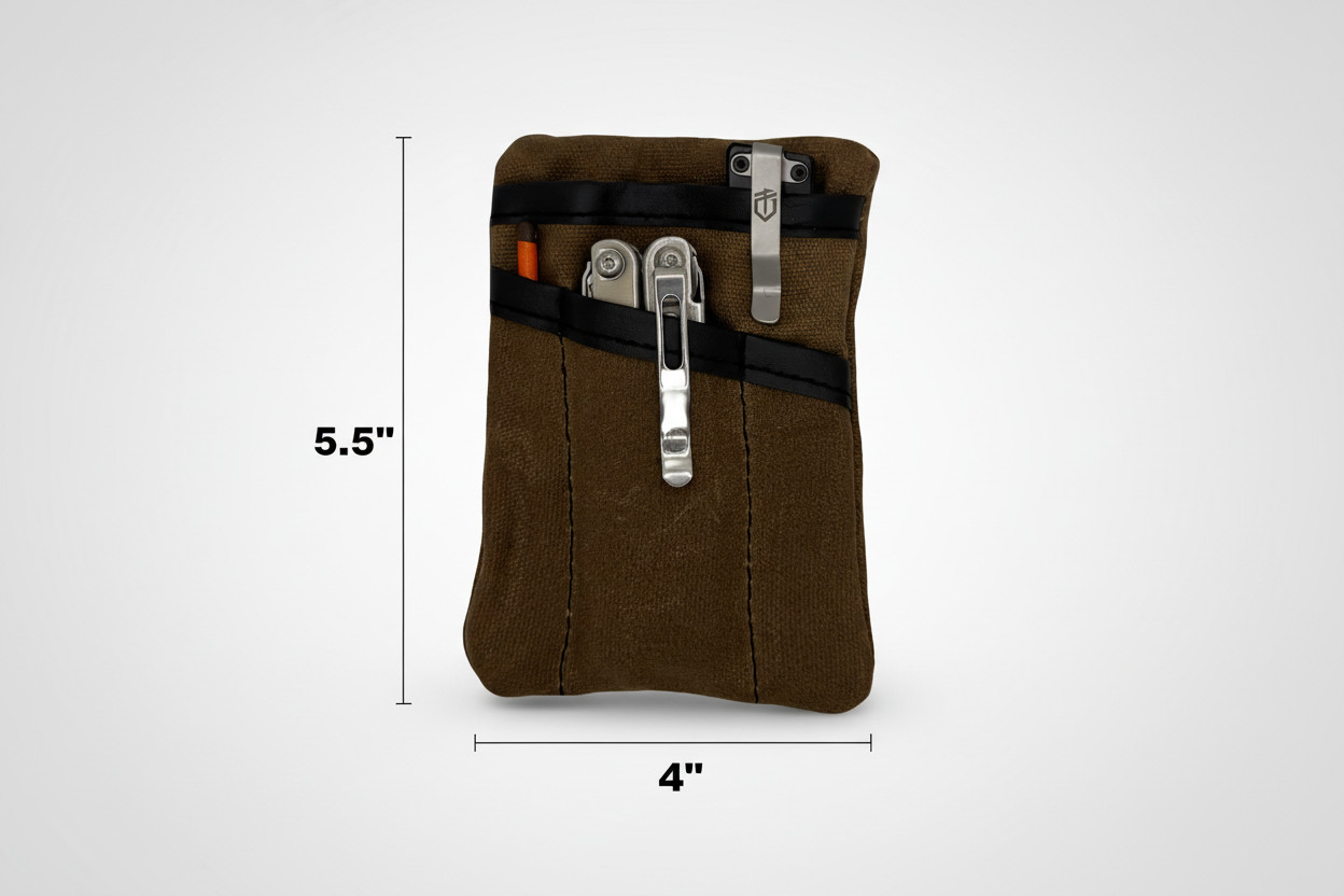 Waxed Canvas Pocket EDC Organizer – Brown