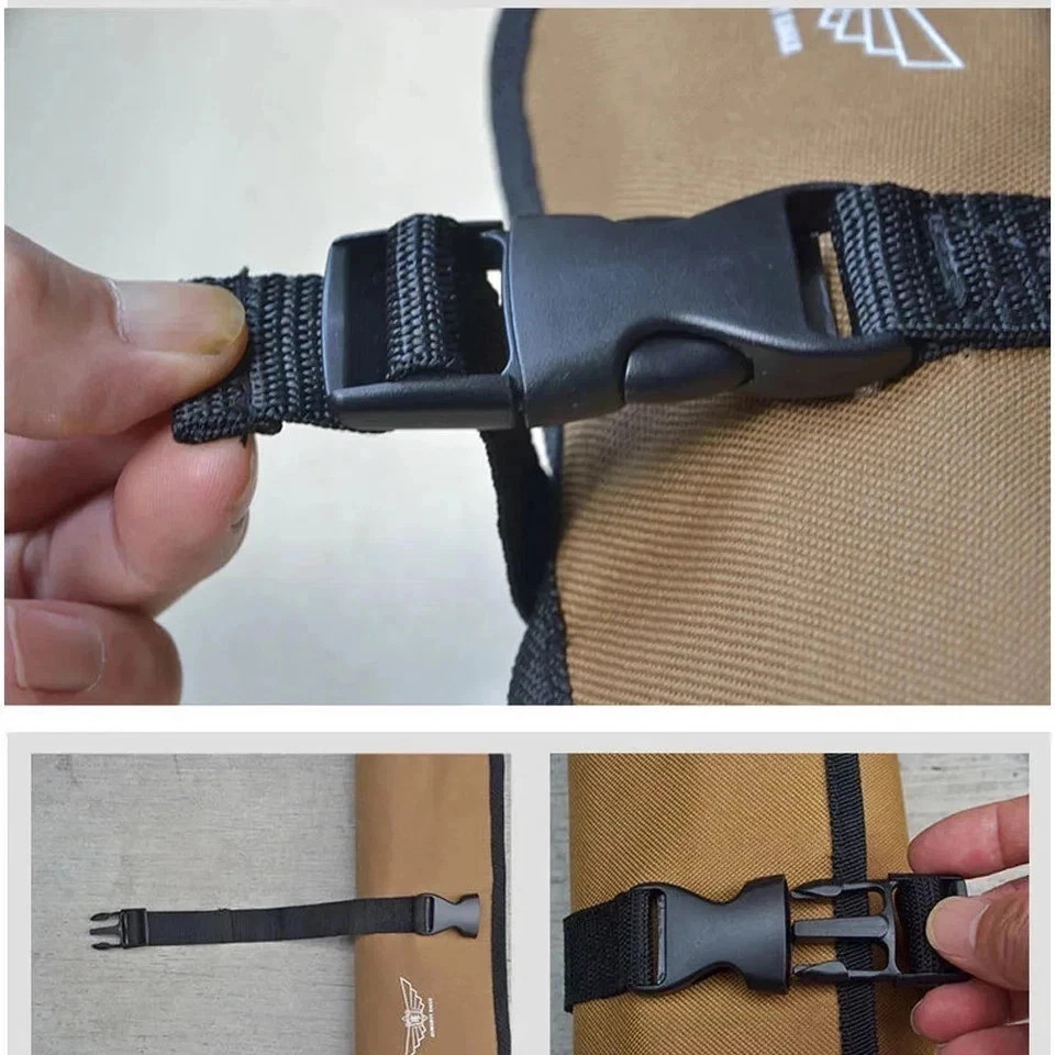 1pc Roll-Up Motorcycle Tool Bag – Pocket Oxford Cloth Organizer with Buckles
