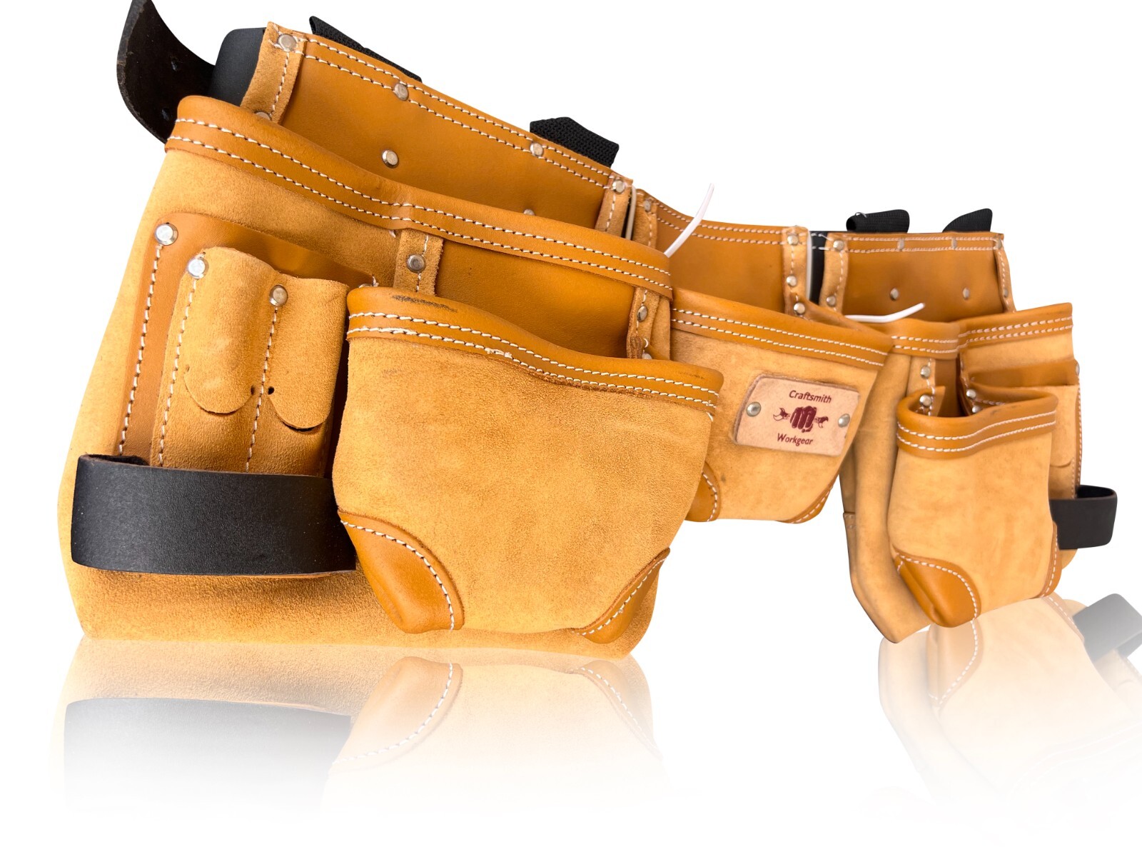 Heavy Duty Oil Tan Premium Leather Tool Belt with Carry Handles