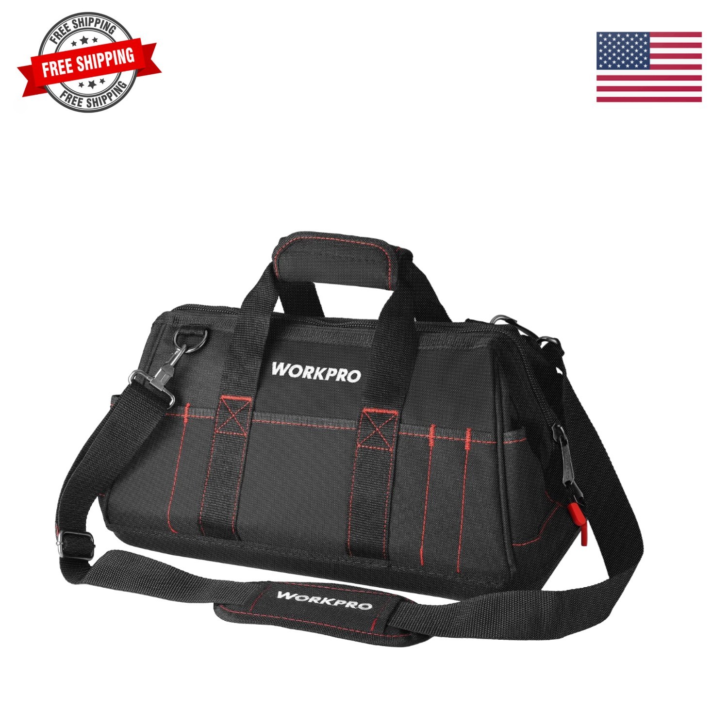 16-inch Close Top Wide Mouth Tool Storage Bag with Water Proof Rubber Base, W…