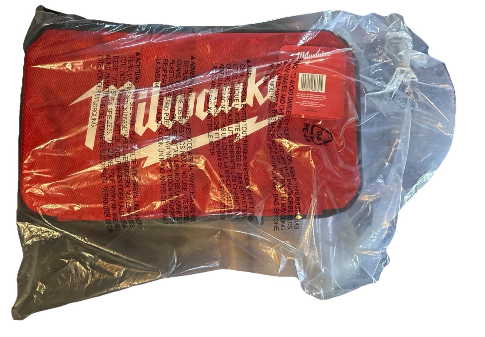 Milwaukee Red Black Fabric Tool Bag with Handle