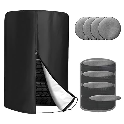 Tire Cover with 4 Felt Pads, Waterproof 420D Oxford Spare Tire 1pcs with Pads