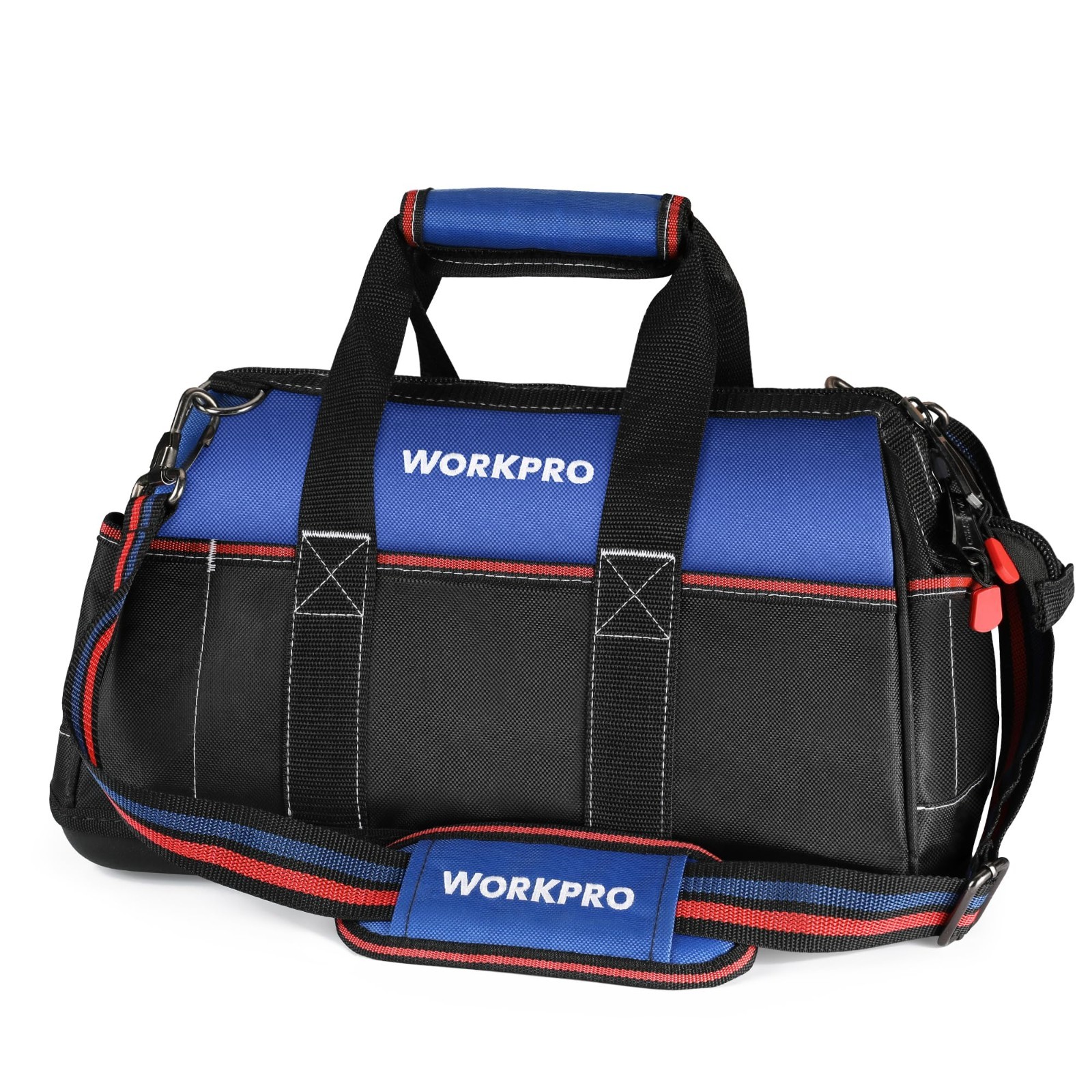 16″ Wide Mouth Tool Bag – Waterproof Base, Multi-Pocket, Heavy Duty, Adjustable