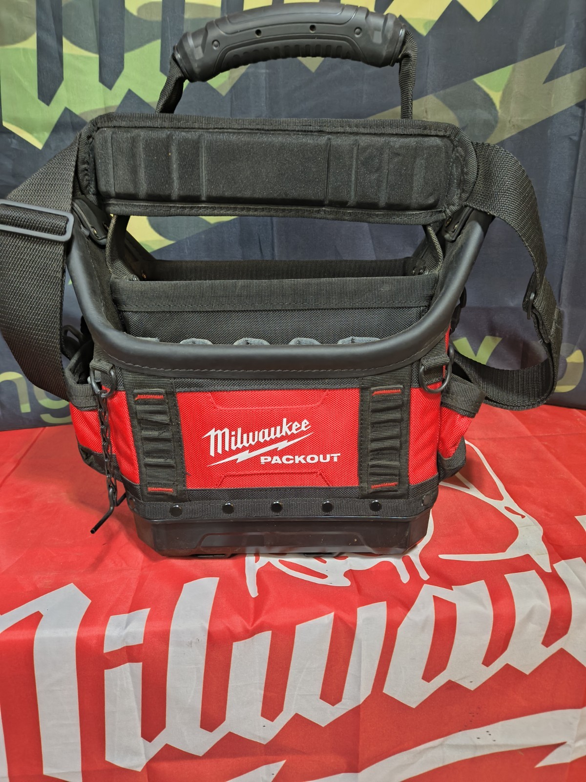 Milwaukee PACKOUT Tool Tote w/ Handle, Shoulder Strap, Red/Black