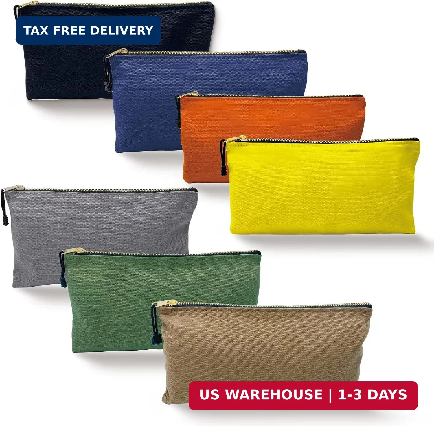 Heavy Duty Canvas Tool Bag Organizer – 7 Pack Zipper Utility Pouches in Assorted