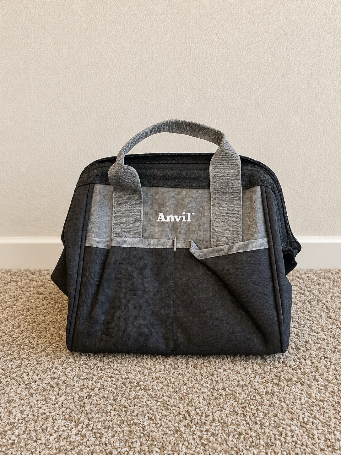 Anvil 10in Tool Bag Tote Organizer Black Gray Multi Pocket Zipper Carry Case