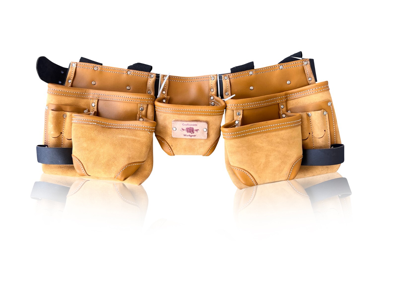 Heavy Duty Oil Tan Premium Leather Tool Belt with Carry Handles