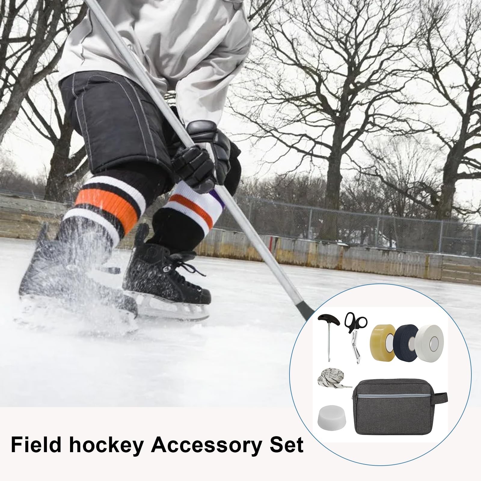 8 In 1 Hockey Tape Bag with Hockey Accessories,Loaded Accessory Bag with 3 Ro…