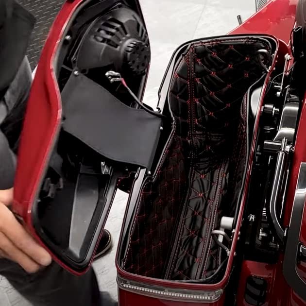 Saddlebag Liners Inserts 5” Red Thread 1 Pair Compatible with Harley 2014-2023