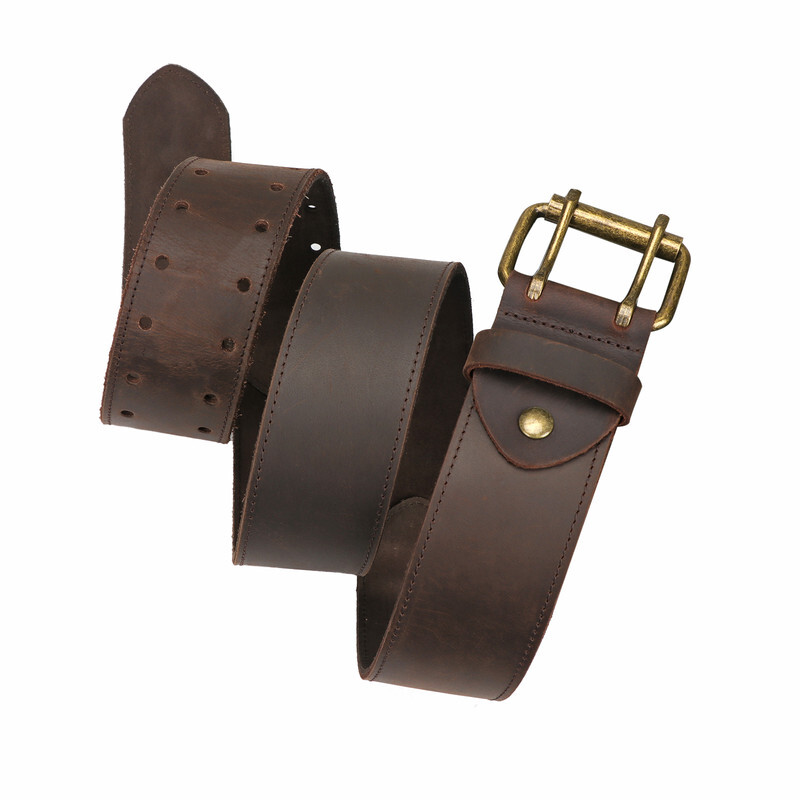 TOURBON Leather Tool Carry Workshop Waist Belt 2″ Double Roller Buckle Rig Belt