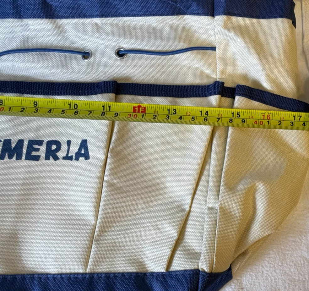 Aimerla Canvas Tool Tote Bag Beige Navy Multi Pocket Organizer Carryall