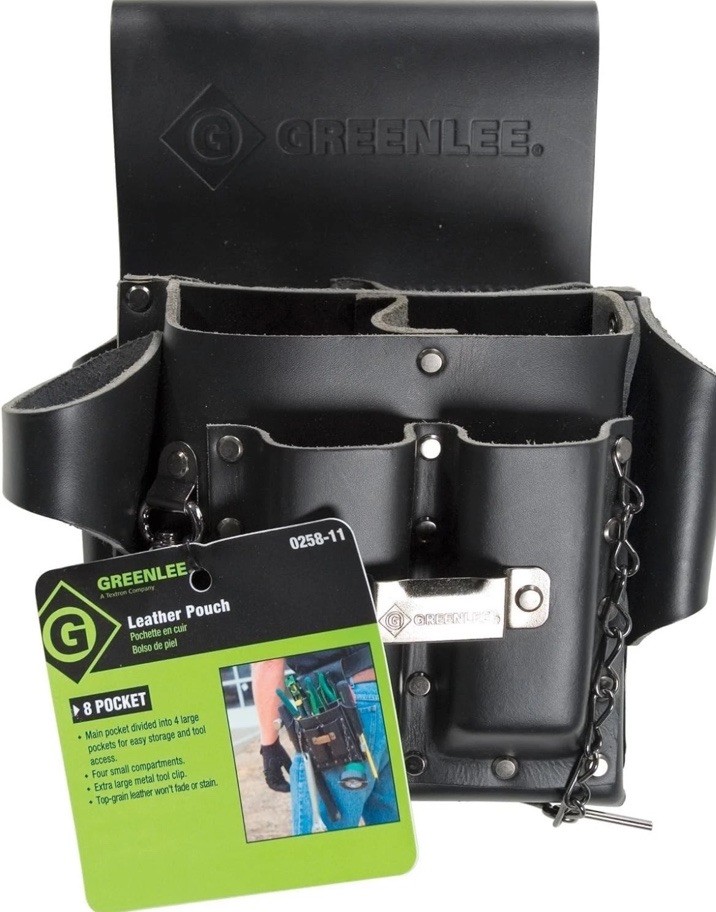 Greenlee 0258-11 Leather Pouch, Heavy Duty, 8 Pocket by Greenlee With Belt