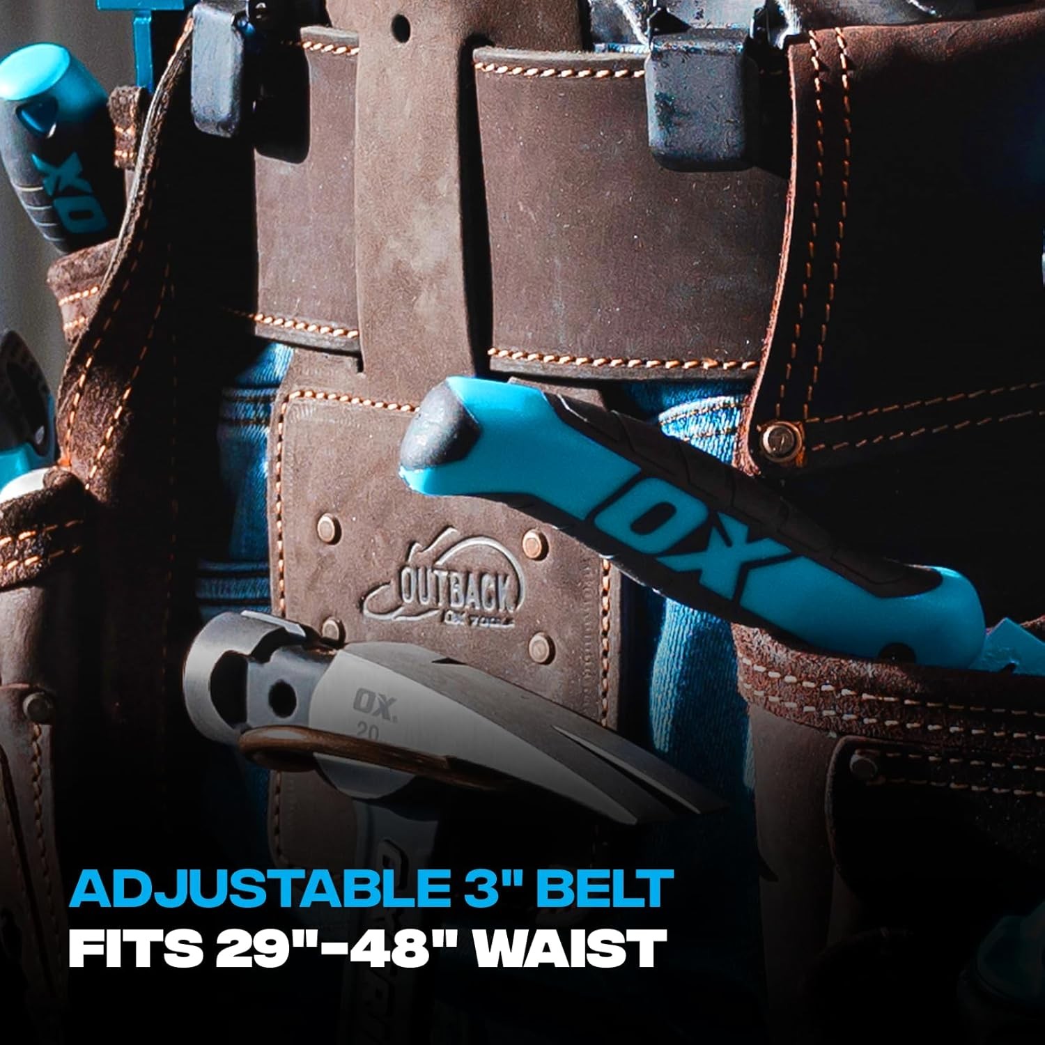 Ox Pro Construction Tool Belt – 22-Pocket Leather Tool Belt Pouches – OX-P263604