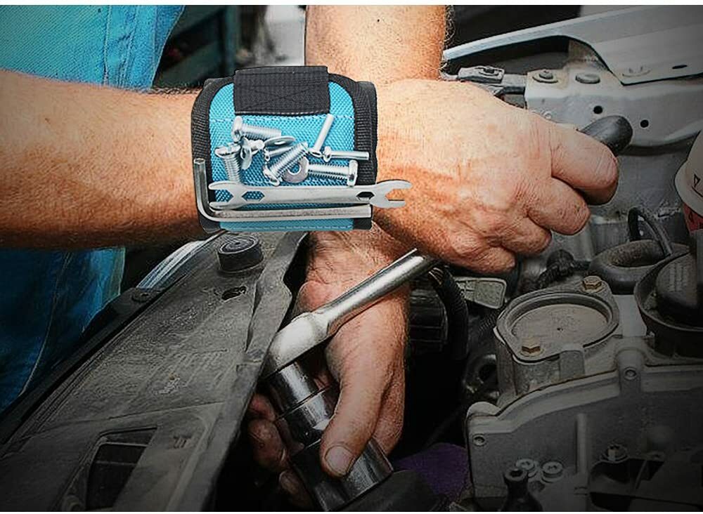 Blue Magnetic Wristband with Adjustable Wrist Strap