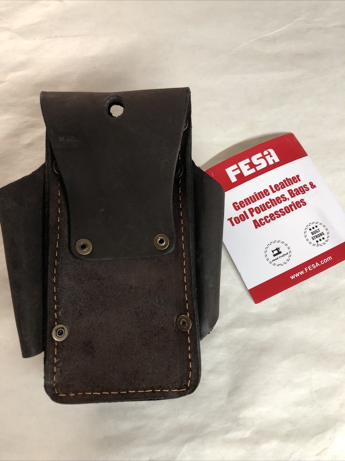FESA 4 In 1 Multi-Tool Pouch Top Grain Leather Fits 3″ Belts 7-3/4” X 3-5/8” BRN