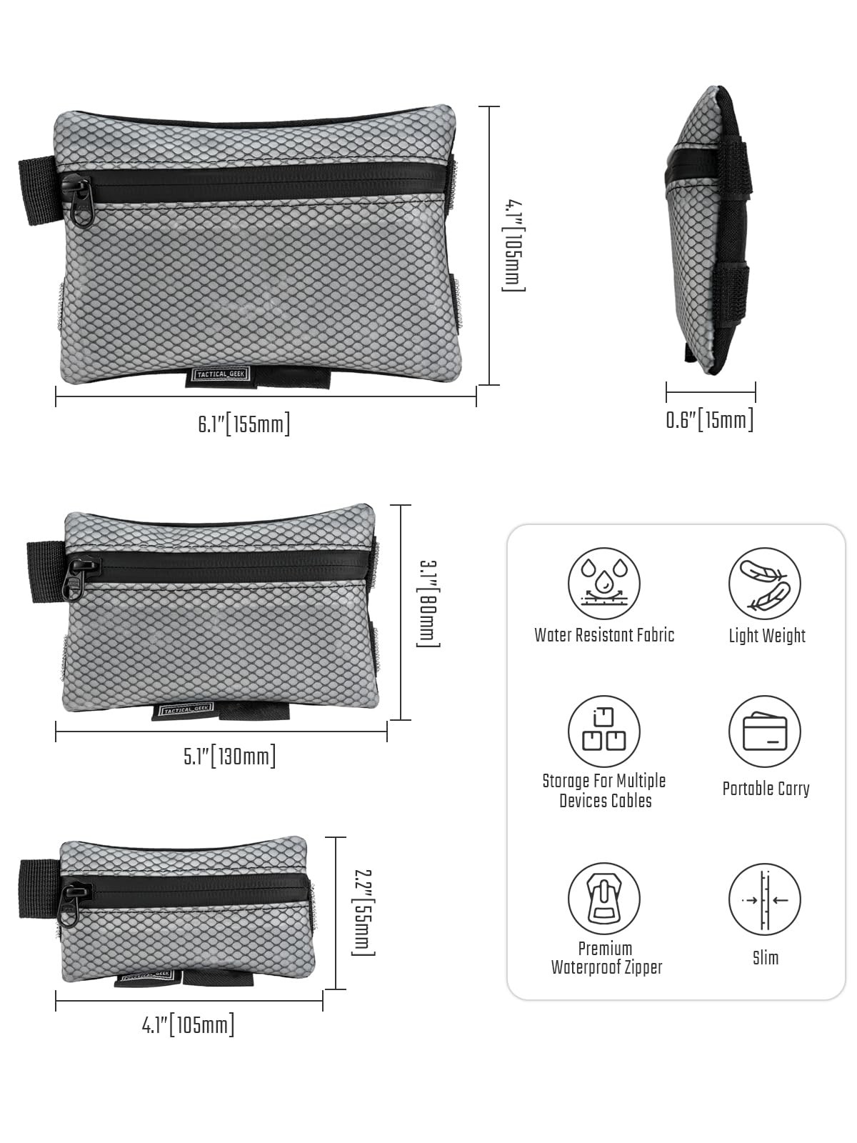 TACTICAL_GEEK Storage A5 EDC Pouch Molle Gadget Pocket Black