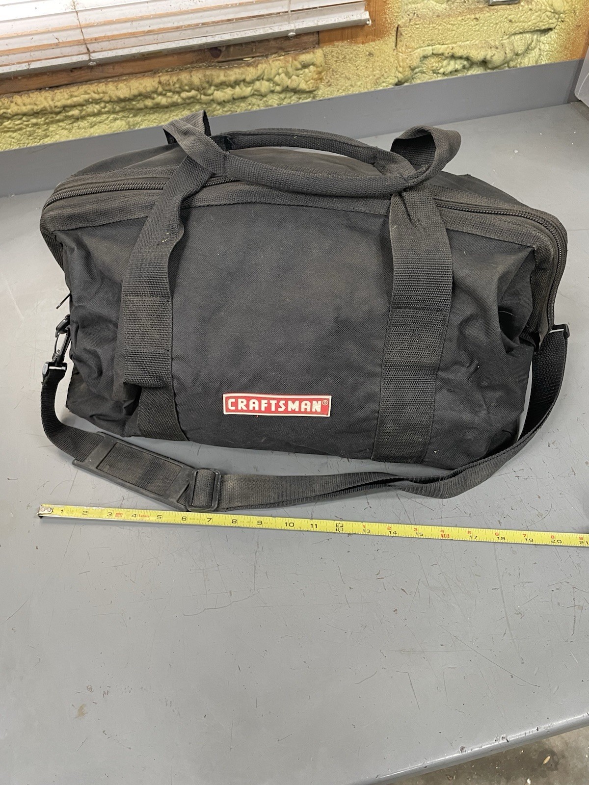 CRAFTSMAN POWER TOOLS Bag Canvas Soft Side w/ Zip Closure Inner Pockets Black