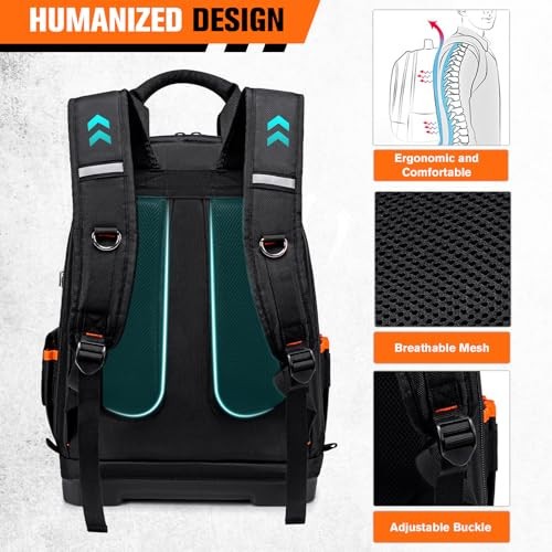 AUROPEAK, 77 Pkt, Heavy Duty, 1680D, Water Resistant Technician Tool Backpack