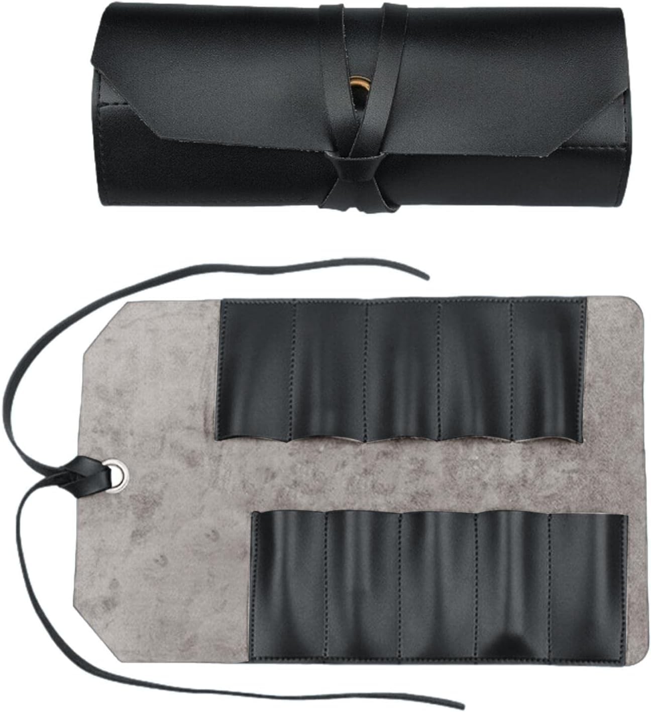 Full Grain Leather Tool Roll Up Bag 10 Slots Organizer for Chisels & Wrenches