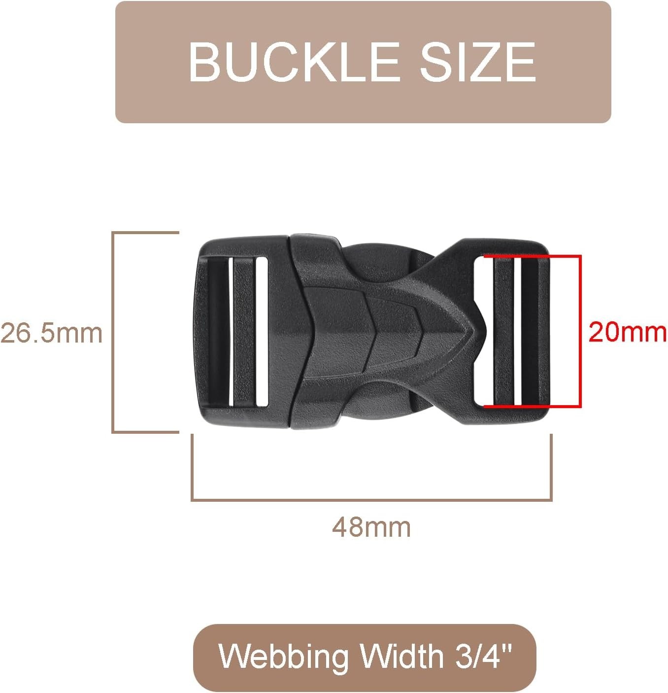 6 Pack 3/4″ Buckles for Strap Quick Side Release Buckles Replacement, Backpac…
