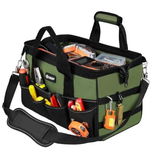 Heavy Duty Tool Bag 15-Inch, 16-Pocket Portable Empty Tool Box 15.5 Inch Green