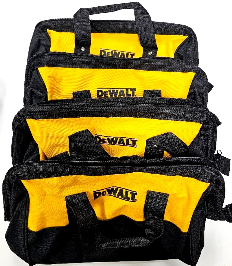 4) Dewalt Tool Bag Case 15″ x 10 x 9 Canvas For 20V Drill, Battery, Pocket Rails