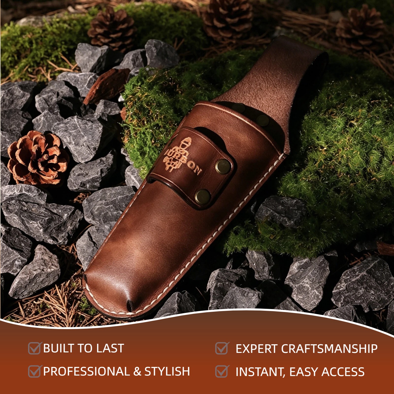Tourbon Leather Garden Tool Belt Pouch 2-in-1 Pruner Shears Wrench Holder Case