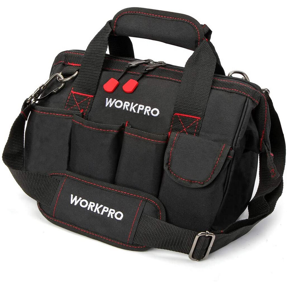 Workpro 12” Storage Tool Bag Close Top Wide Open Mouth Polyester Double Zipper
