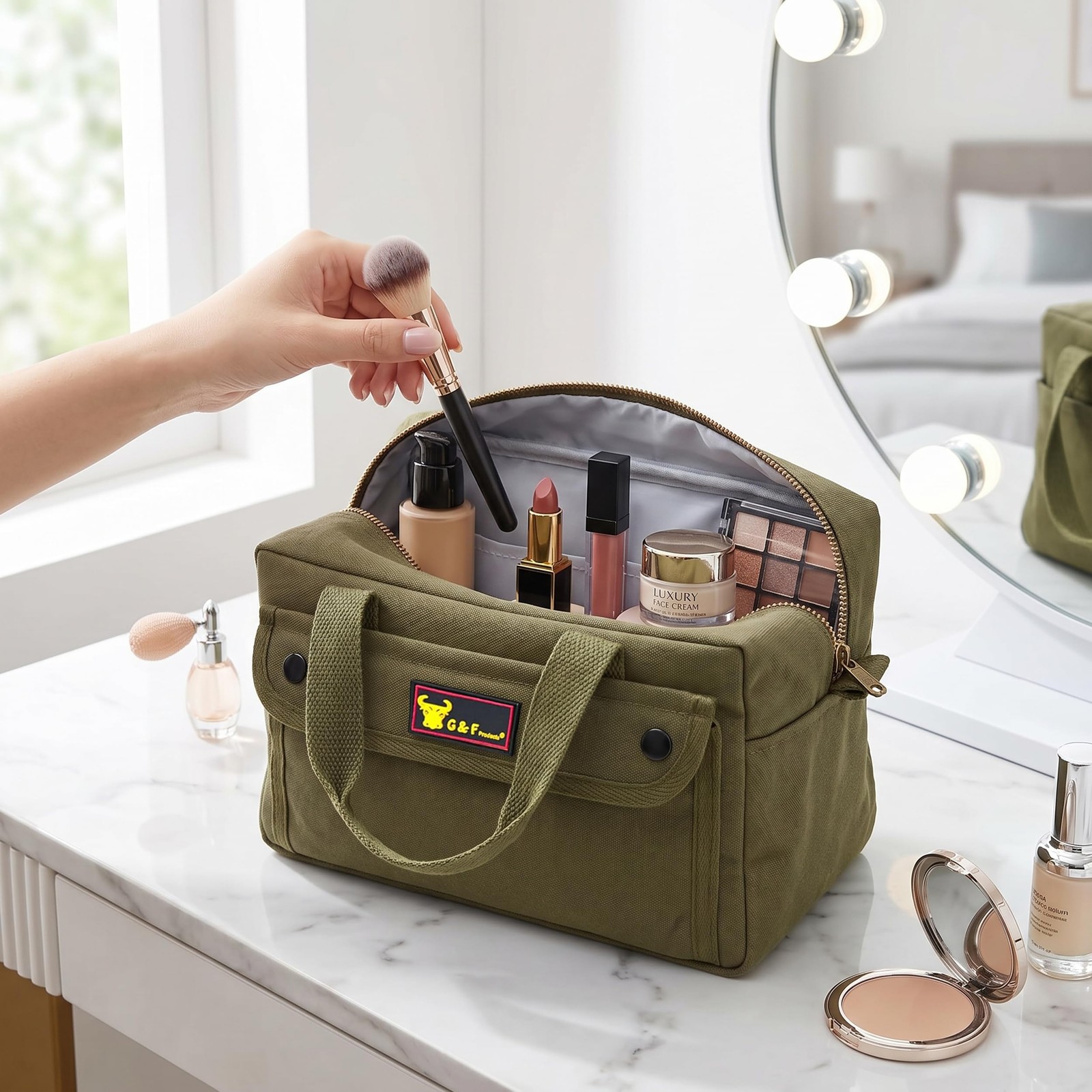 11″ Small Waxed Canvas Tool Bag & Mini Duffle 7.5 L WaterResistant with Shou…