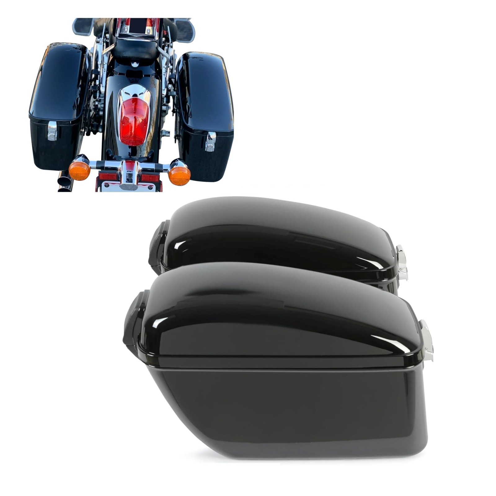 ECOTRIC Large 60L Motorcycle Hard Saddle Bags W/brackets Compatible