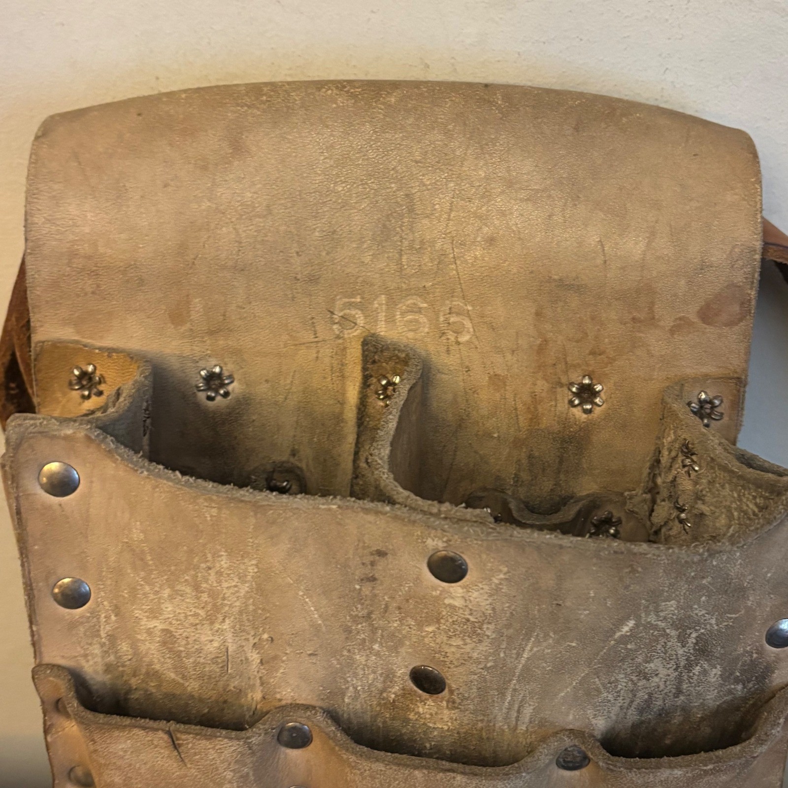 Vintage Leather Electrician Tool Pouch Belt Riveted Utility Bag 5166 Tan Brown