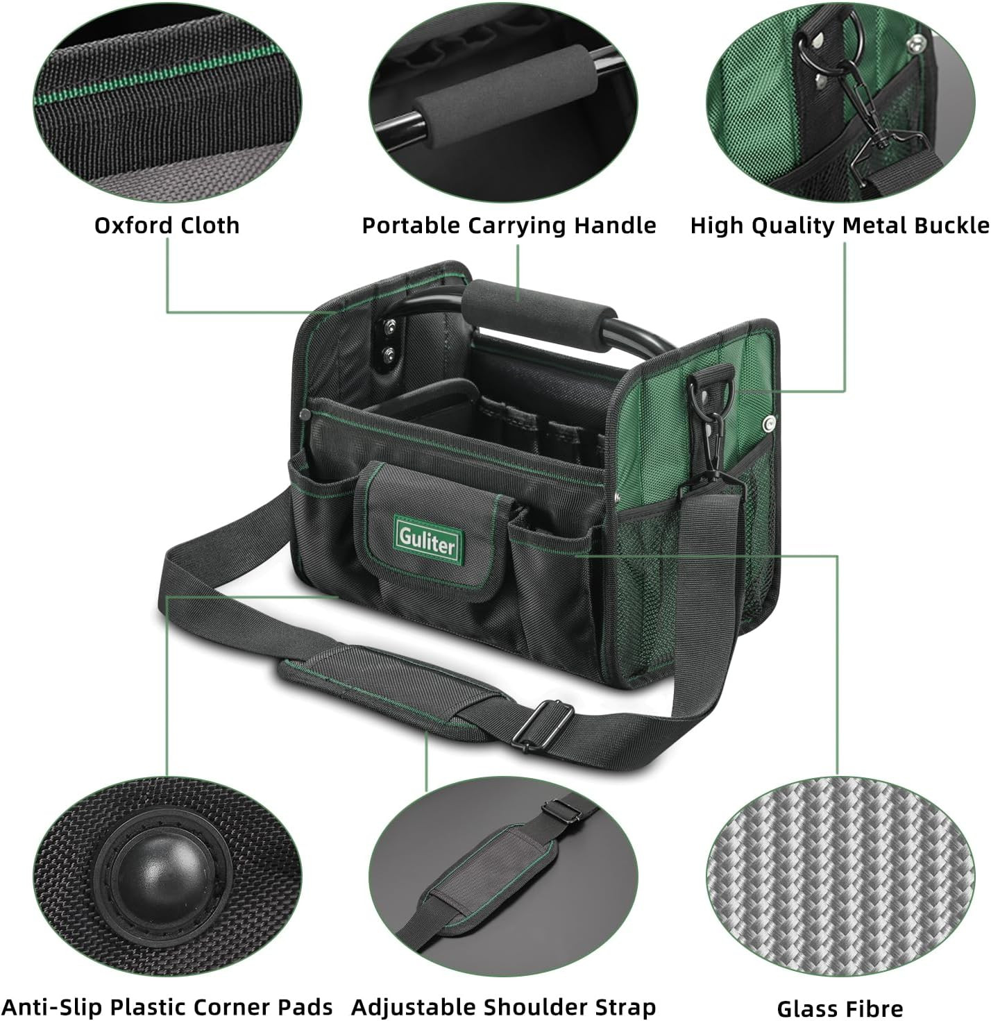 11 Inch Small Tool Bag Open Top Tool Tote with Stainless Steel Handle Adjustable