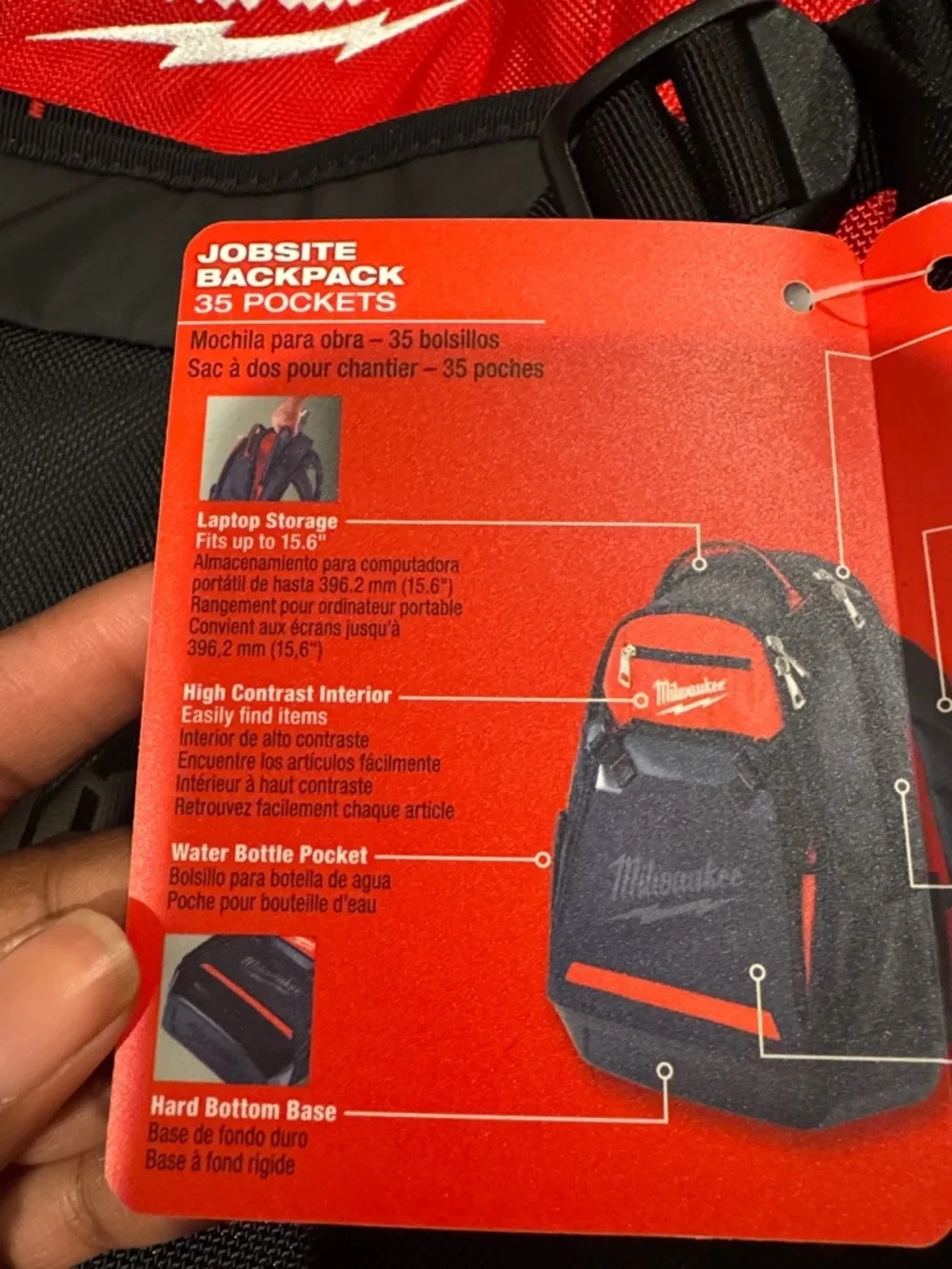Milwaukee Jobsite Backpack Red Black Heavy Duty Durable Base Tool Bag NEW