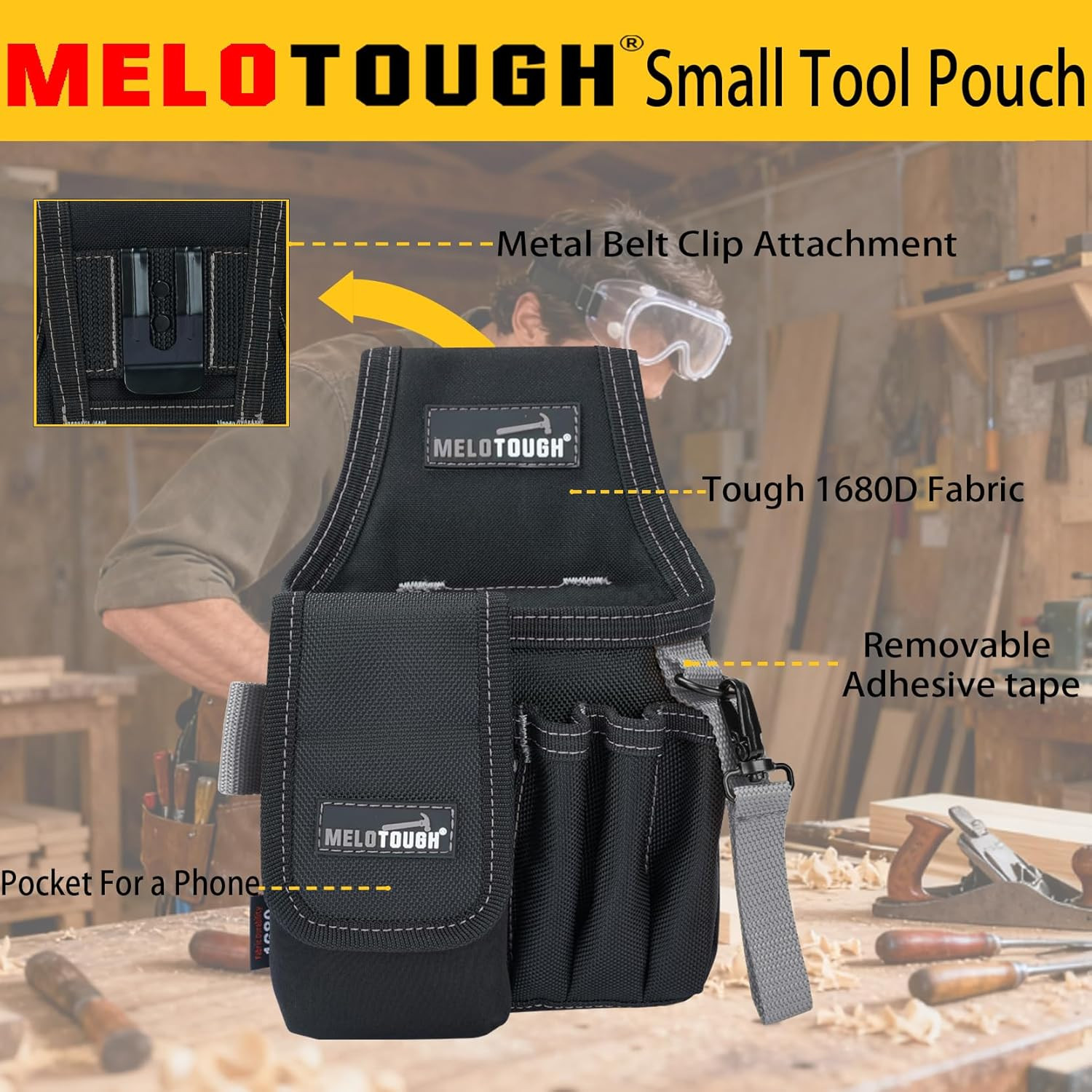Small Tool Pouch with Belt Clip, Mini Electrician Work Pouch