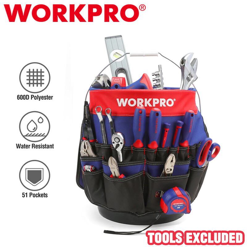 WORKPRO Bucket Tool Organizer51Pockets Fitsto3.5-5Gallon Bucket (Tools Excluded)